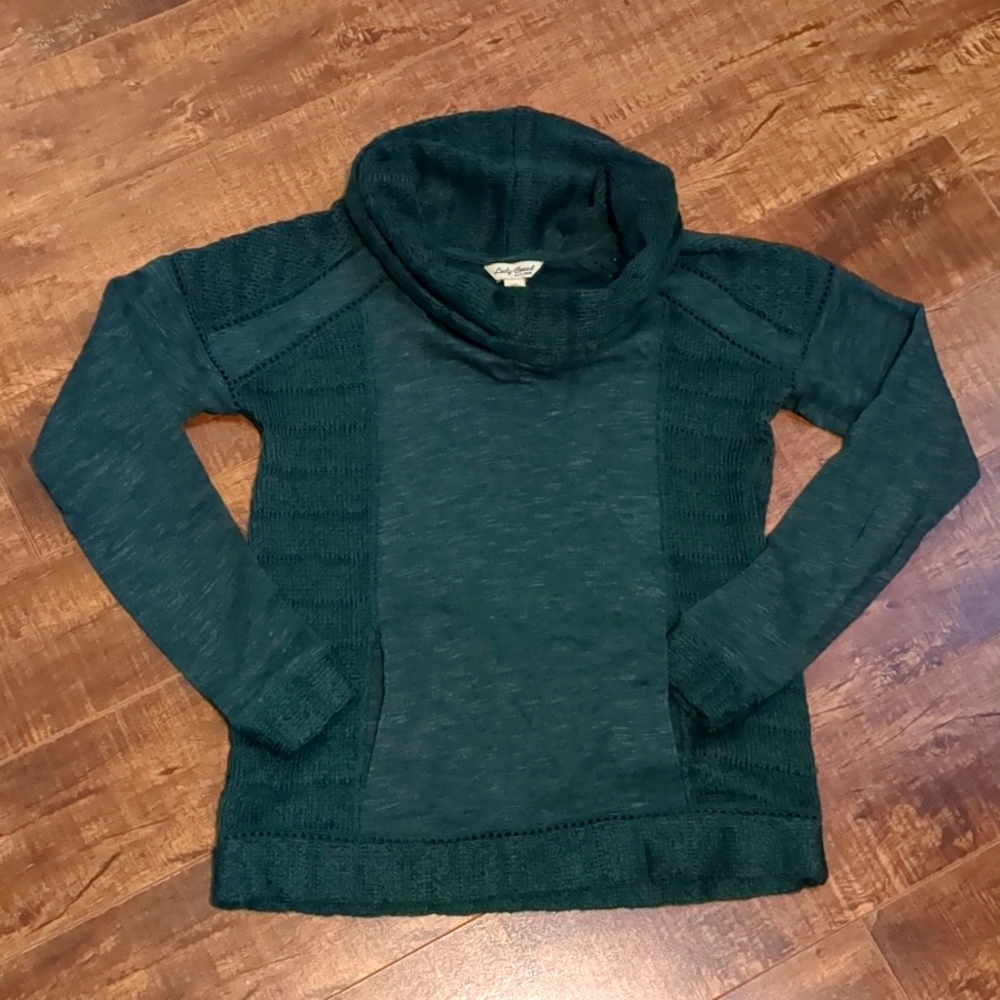 Forest green knit slouchy neck sweater